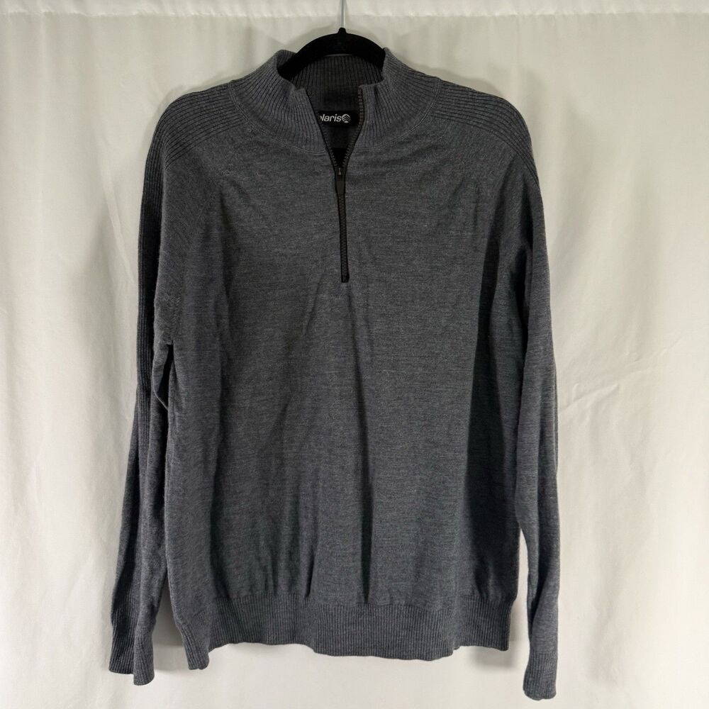 Solaris Merino Wool Blend 1/4 Zip Sweater Men's Large Grey Long Sleeve Pullover